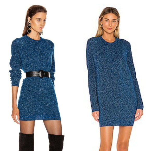 Michelle Mason Sweater Mini Dress Metallic Blue Small - Picture 1 of 9